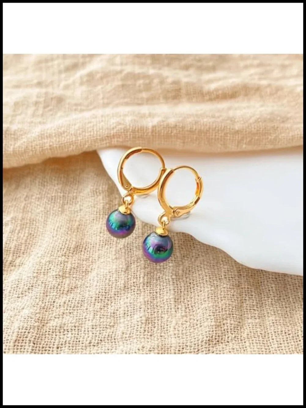 Gold-Tone Huggie Hoop Earrings with Pearl Drop, Lever-Back Closure